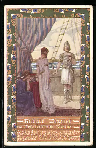 Künstler-AK Ernst Kutzer: Richard Wagner, Tristan und Isolde, Tristans Ehre - höchste Treu...