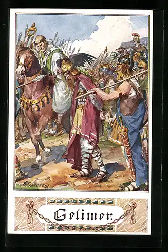 Künstler-AK Anton Marussig: Gelimer, Gefangener wird abgeführt