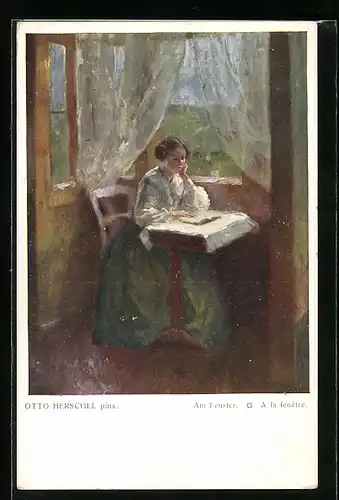 Künstler-AK Otto Herschel: Am Fenster
