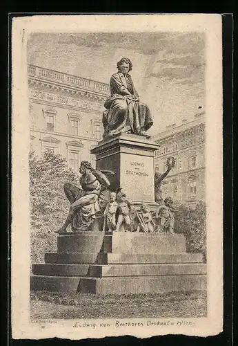 Künstler-AK Carl Jander: Wien, Ludwig van Beethoven Denkmal