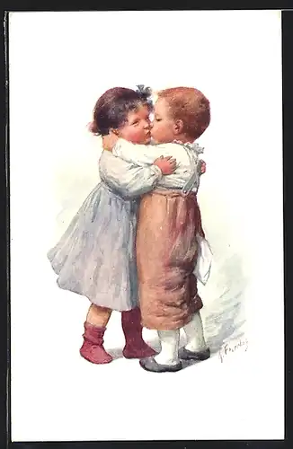 Künstler-AK Karl Feiertag: Der erste Kuss