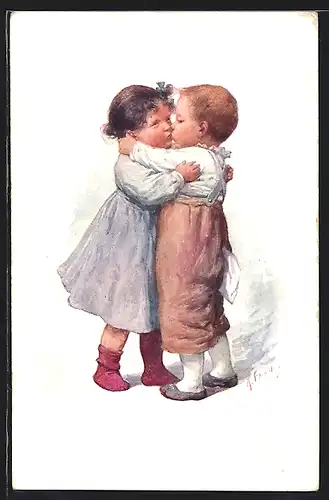 Künstler-AK Karl Feiertag: Der erste Kuss