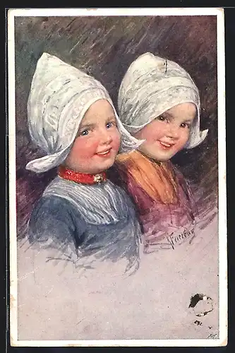 Künstler-AK Karl Feiertag: Holländische Mädchen mit Hauben