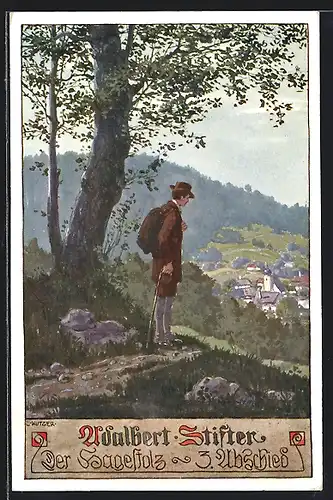 Künstler-AK Ernst Kutzer: Adalbert Stifter Nr. 26: Der Hagestolz, 3. Abschied