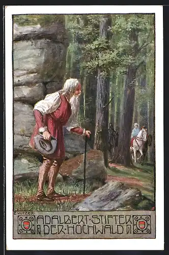 Künstler-AK Ernst Kutzer: Adalbert Stifter, Der Hochwald, Reiter im Walde