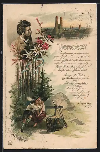 Künstler-AK E. Döcker: Die grosse That, Vorwort, Ganghofer