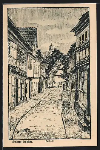Künstler-AK Stolberg im Harz, Neustadt