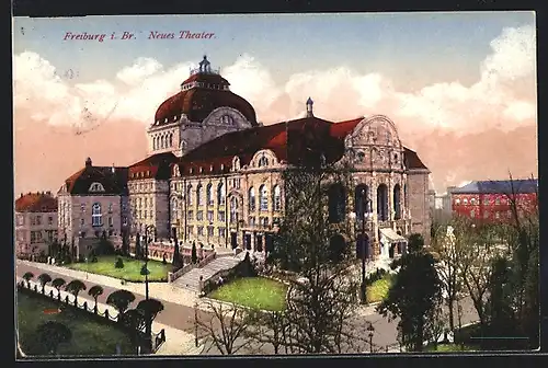 AK Freiburg, Neues Theater mit Denkmal