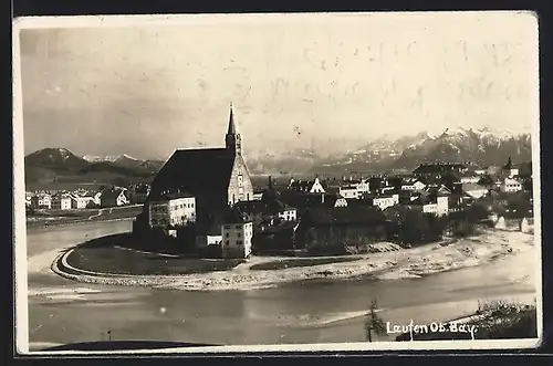 AK Laufen /Ob.-Bay., Teilansicht mit Kirche