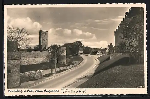 AK Landsberg a. Lech, Neue Bergstrasse mit Ruine