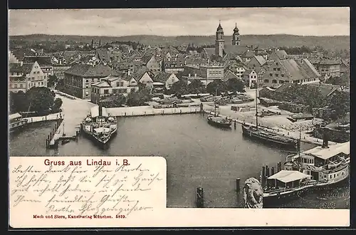 AK Lindau i. B., Teilansicht mit Dampferanlegestelle