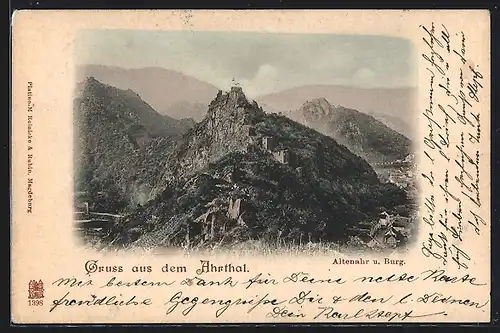 AK Altenahr /Ahrthal, Teilansicht mit Burg