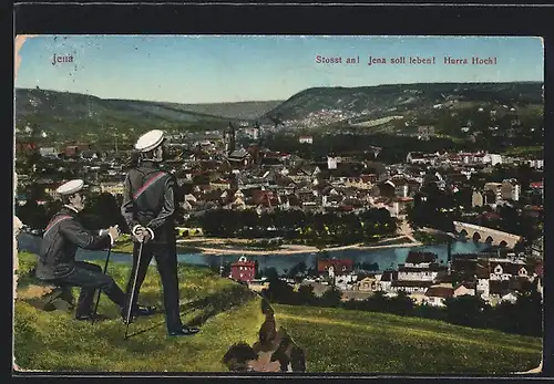 AK Jena, Ortsansicht von einer Anhöhe aus