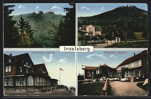 AK Inselsberg / Thür. Wald, Preussischer & Gothaischer Gasthof, Teilansichten