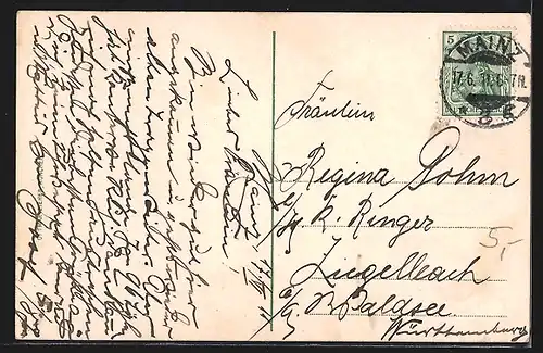 AK Mainz, Rheinpartie mit Dampfer Mathias Stinnes