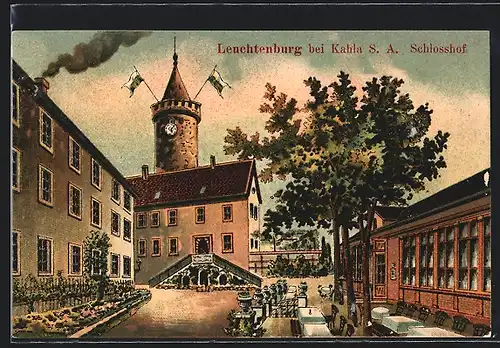 Lithographie Kahla, Schlosshof von Schloss Leuchtenberg