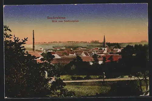 AK Sandersleben, Ortsansicht vom Schützenplatz aus