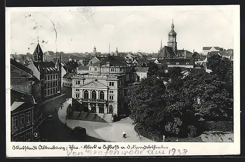 AK Altenburg /Thür., Stadttheater aus der Vogelschau