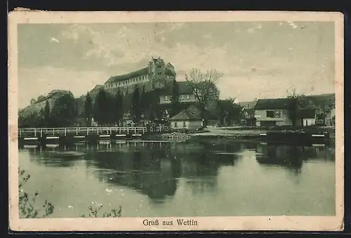 AK Wettin a. d. Saale, Blick auf die Burg