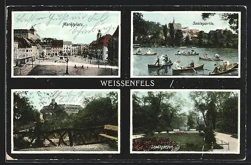 AK Weissenfels, Saalepartie, Schloss Augustusburg, Stadtgarten