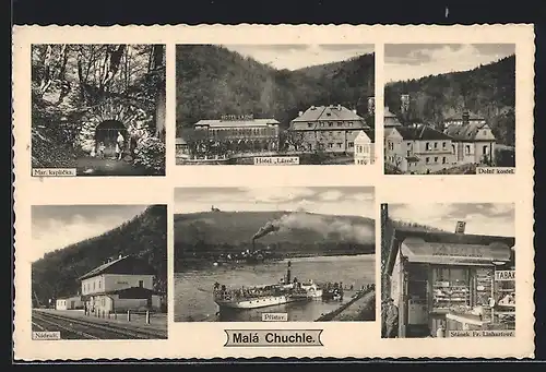 AK Prag / Praha, Malá Chuchle, Mar. kaplicka, Hotel Lázne, Dampfer