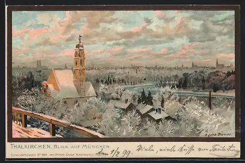 Künstler-AK Zeno Diemer: München-Thalkirchen, Panorama im Winter
