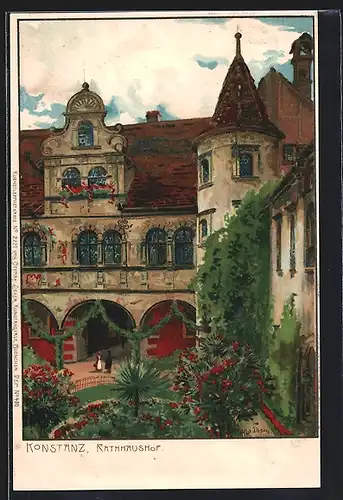 Künstler-AK Zeno Diemer: Konstanz, Idyll im Rathaushof