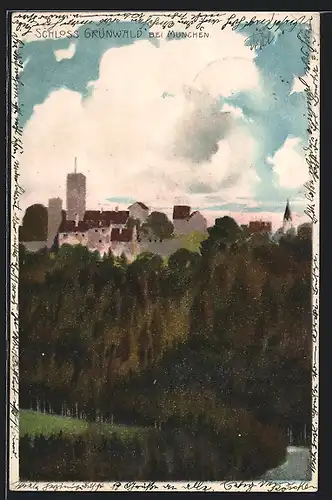 Künstler-AK Zeno Diemer: Grünwald, Blick zum Schloss Grünwald