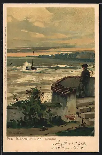 Künstler-AK Zeno Diemer: Lindau, Blick auf den Hexenstein