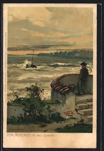 Künstler-AK Zeno Diemer: Lindau, Blick auf den Hexenstein