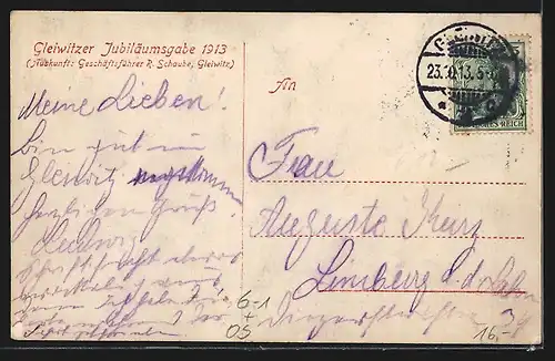 AK Gleiwitz, Jubiläums-Münze 1813-1913 der Stadt