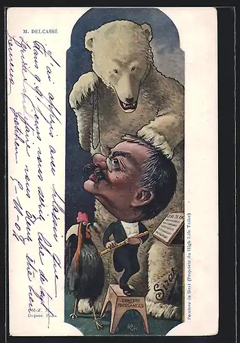 Künstler-AK sign.M. Reymond: Karikatur des französischen Aussenminister's Théophile Delcassé