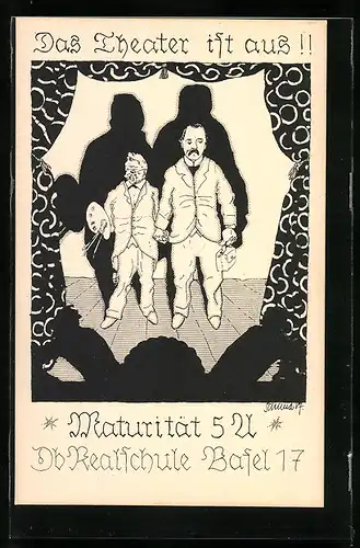 AK Basel, Maturität 5a, Obere Realschule, Schauspieler auf der Bühne während der Vorhang fällt
