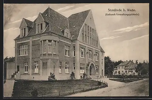 AK Steinförde bei Wietze, Kaliwerk-Verwaltungsgebäude mit Anlagen und Strasse, Nachbarvilla