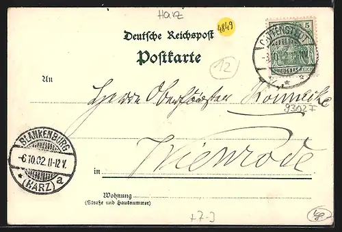 Lithographie Wienrode a. H., Grube Hereyria, Gasthof zum Deutschen Kaiser, Pfarrhaus