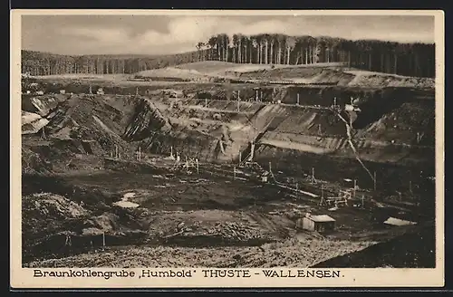 AK Thüste-Wallensen, Braunkohlengrube Humbold mit Waldblick aus der Vogelschau