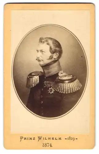 2 Fotografien Prinz Wilhelm I. v. Preussen und seine Frau Augusta von Sachsen-Weimar-Eisenach, nach einem Gemälde, 1829