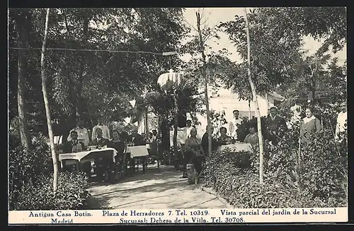 AK Madrid, Antigua Casa Botin, Plaza de Herradores, Vista parcial del jardin de la Sucursal