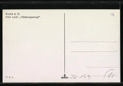 Künstler-AK Krems a. D., Nibelungenweg - Teilansicht des Ortes