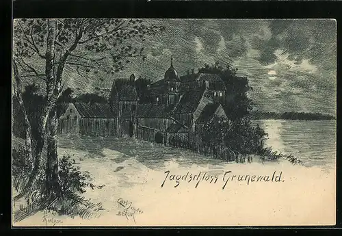 Künstler-AK Berlin, Jagdschloss Grunewald