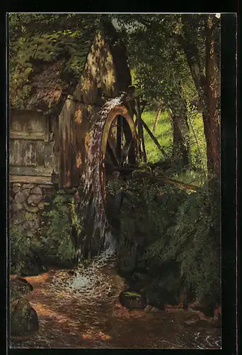 Künstler-AK C. Liebich: Partie an einer Wassermühle im Schwarzwald