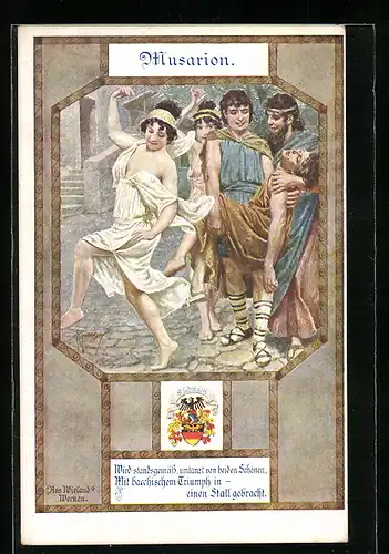Künstler-AK Franz Kuderna: Musarion wird von schönen Damen umtanzt