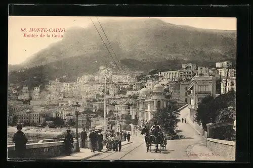 AK Monte-Carlo, Montée de la Costa, Pferdekutsche