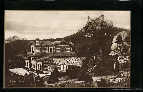 AK Cintra, Altes Haus mit Blick zur Burg