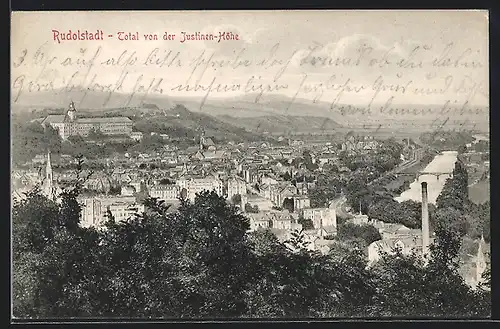 AK Rudolstadt, Totalansicht von der Justinen-Höhe