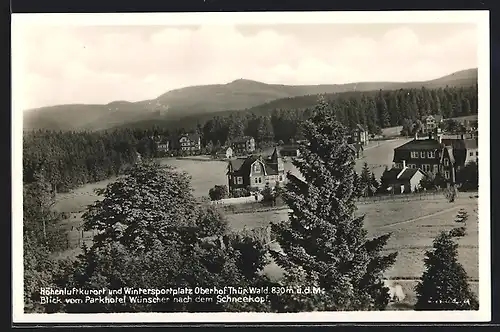 AK Oberhof, Blick vom Parkhotel Wünscher nach dem Schneekopf