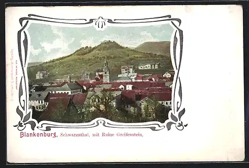 AK Blankenburg, Schwarzathal mit Ruine Greifenstein