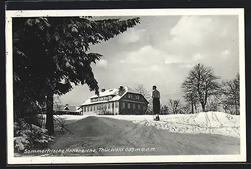 AK Hoheneiche über Saalfeld, Gasthaus Hoheneiche, Besitzer Emil Möbius