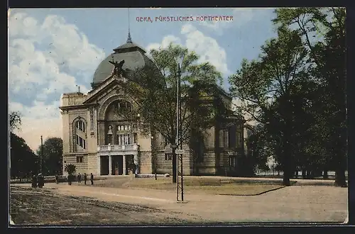 AK Gera, fürstliches Hoftheater bei Sonnenschein