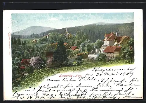 AK Schierke i. Harz, Ortsansicht mit Kirche